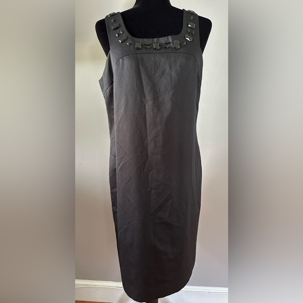 Mexx‎ Black Sheath Midi Dress Square Neck Sleeveless